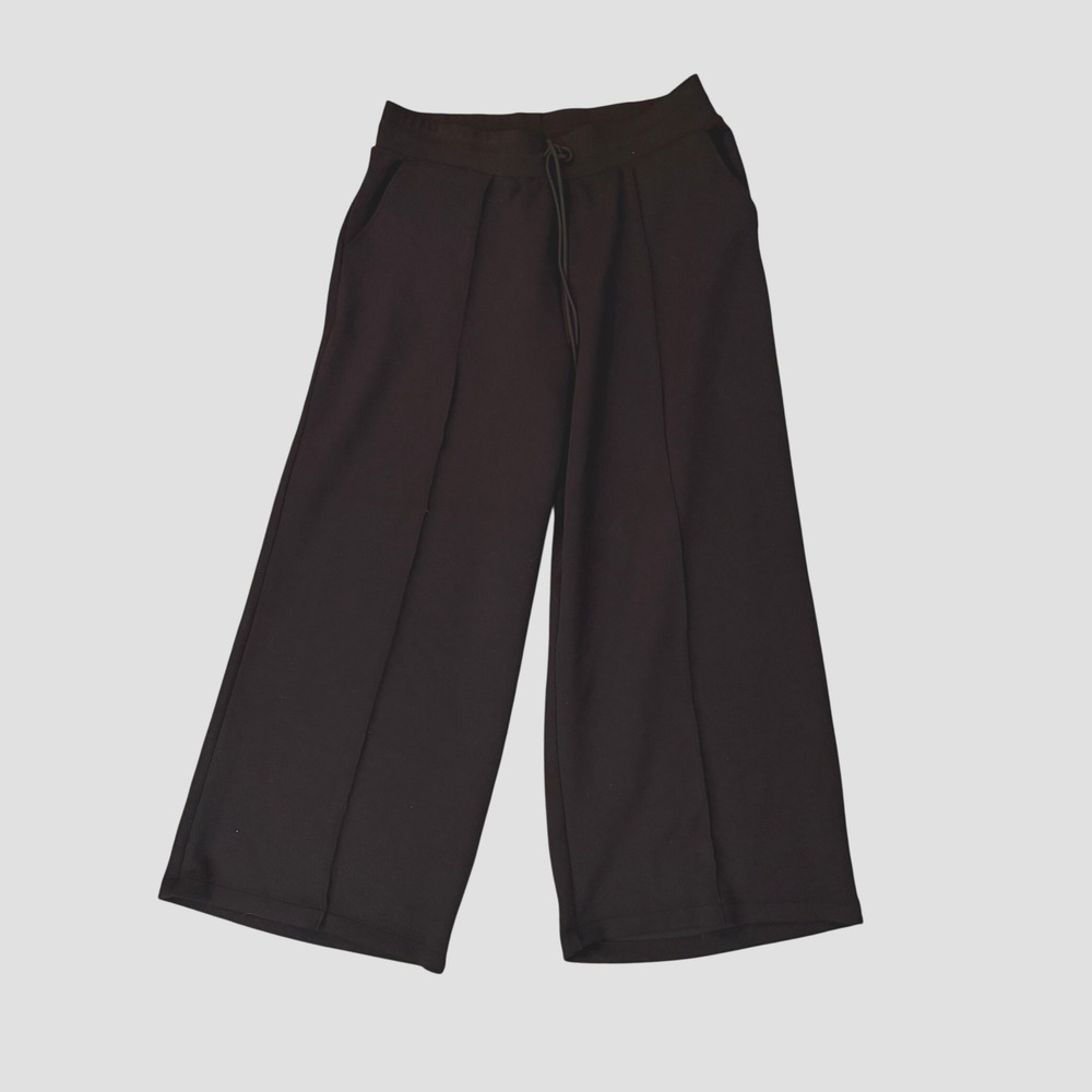 T by Talbots Wide Leg Pants XL Black Excellent Drawstring Stretchy Pintuck